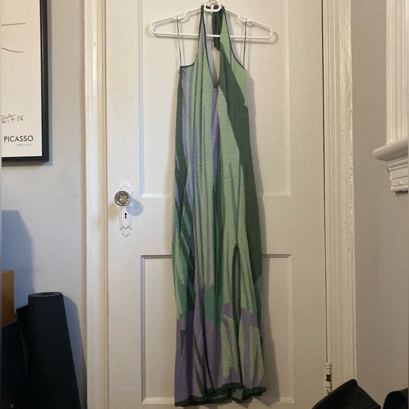 Hockney Lakeside High Split Halter Midi Dress by House of Sunny - Picture 3 of 5